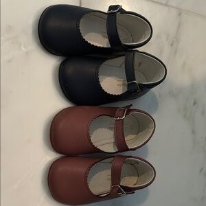 Baby girls Mary Jane Shoes - navy blue and dark pink